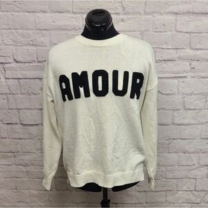 Sincerely Jules Amour Graphic Knit Sweater Cream White Small ST23093